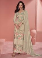Silk Light Grey Festival Wear Embroidery Work Palazzo Suit
